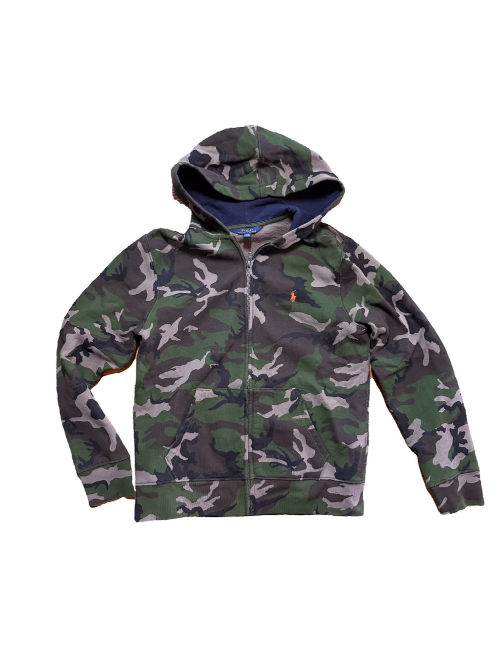Polo by Ralph Lauren Boys' Green Camo Zip-Up Hoodie Youth Large 14/16